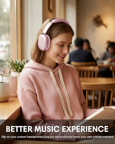 Wentronic Y02 Active Noise Cancelling Wireless Headphones, Pink | Over-Ear, Bluetooth, 60H Playtime,Crystal Clear Calls, Hi-Res Audio, Big Bass, Foldable Lightweight for Travel Home Office - color: Pink
