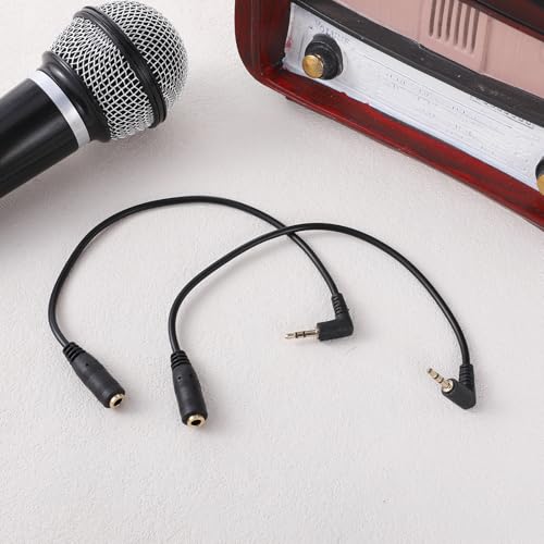 2 Pcs 2.5mm Male to 3.5mm Female Adapter Gold Plated 2.5mm Male to 3.5mm Female Stereo Audio Jack Adapter Cable 90 Degree Right Angle Connector 6 inch Cord for Radios, Headphones, Recorder, Camera
