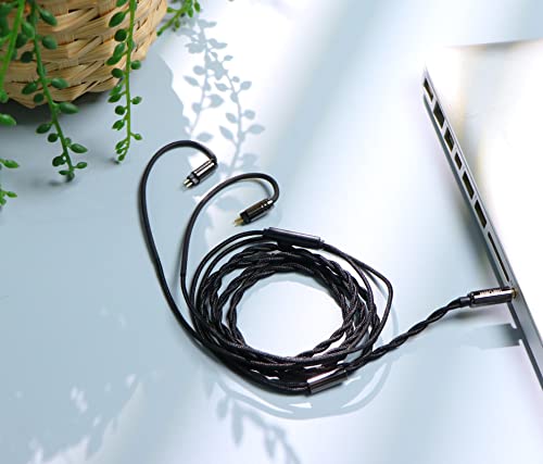Linsoul Tripowin Zombur 4N OFC in Ear Monitor Cable, 3.5mm Plug, 1.25m | High Purity Oxygen Free Cable HiFi Wired IEM Cable, Cotton Yarn Outer Layer, for Musician Audiophile, w/ Mic, 2pin 0.78mm - size: 2-Pin, style: With Mic
