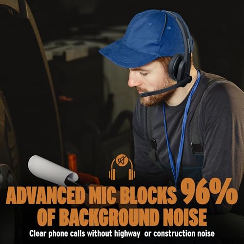 Trucker Bluetooth Headset, Bluetooth 5.0 Noise Cancelling Microphone | Professional Wireless Headset, Adjustable Headband Multi Device Pairing, 24 Hour Battery, Hands Free for Drivers & Work - color: BT3500