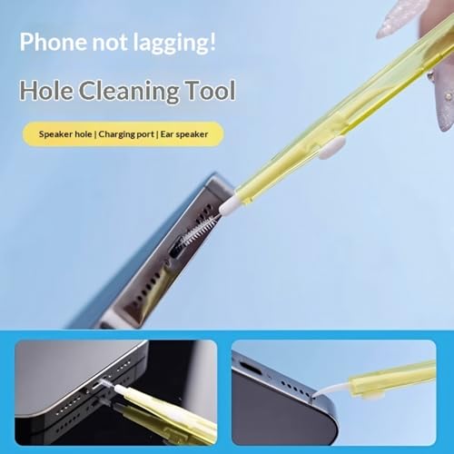 5 Pcs Charging Port Cleaner Dual Side Multifunction Speaker Port Cleaning Tool Anti-Clogging Mini Brushes & Hook for Cell Phone Earbuds