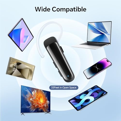 Bluetooth Headset Wireless Earpiece Single Ear Earphones with Microphone