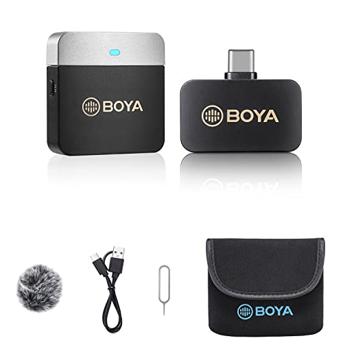 BOYA Wireless Lavalier Microphone 2.4GHz Duan Channel Wireless Micrrophone System with Transmitter and 1 Receiver for Camera iPhone Android Phone Video Recording YouTube Vlog Live Streaming (BY-M1V3) - size: BY-M1V3