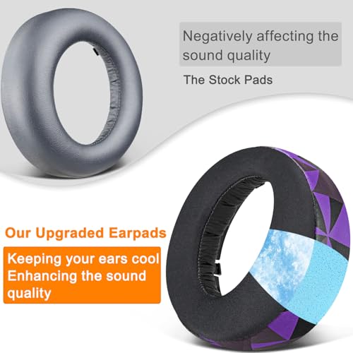 SOULWIT Earpads for Sony PS5 Pulse 3D Wireless Headset, Cooling Gel Replacement Ear Pad Cushions with Noise Isolation Foam - Purple Black - color: Purple Black