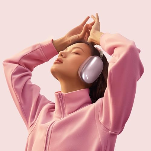 Aiivioll 3 in 1 Silicone Case Cover for AirPods Max Headphones, Clear Soft TPU Ear Cups Cover/Ear Pad Case Cover/Headband Cover for AirPods Max (2024/2020), Ear Cushions Cover for AirPods Max(Pink) - color: Pink