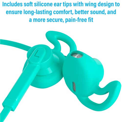 Wired Earbuds with Microphone, Earphones in-Ear Headphones HiFi Stereo, Powerful Bass and Crystal Clear Audio, 3.5mm Headphone for iPhone, Android Phones, MP3, Laptop, Computer (Teal) - color: Teal