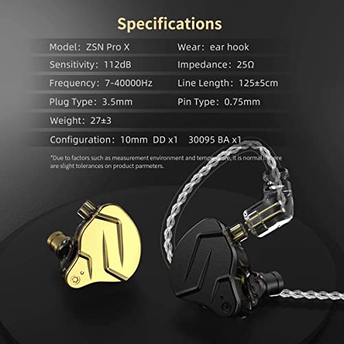 KZ ZSN PRO X in-Ear Earbud Headphones with Mic Dual Driver 1BA+1DD Hybrid Wired Gaming Earbuds Earphones Compatible with Android, iPhone, iPad, Laptops, MP3 and Most 3.5mm Interface (Blue with Mic) - color: Deep Blue, size: With Mic