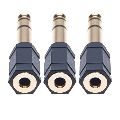 Keple 6.35 to 3.5 Headphone Adaptor Stereo Earphone Audio Plug Adapter AUX Mini Jack to Jack Converter for Headphones Earphones Guitar Amp (6,35mm 1/4 Male to 3,5mm 1/8 Female) 3 Pack