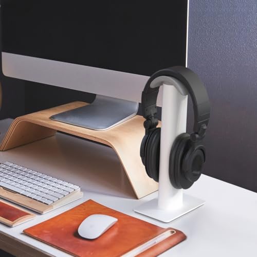 Kanto H2W Premium Universal Headphone Stand with Curved Silicone Padding for On and Over Ear Headphones | White - color: White, style: H2 Premium