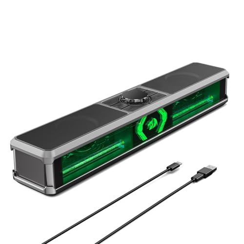 Redragon Computer Speakers, PC Speakers Stereo Desktop Sound-bar for Computer, Desktop, Laptop, Monitor, PC, Pad, Cellphone, Bluetooth & USB Input, GS524