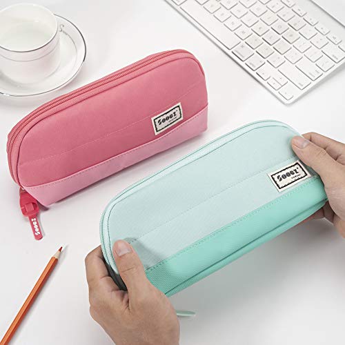 Sooez Wide-Opening Pencil Pen Case, Lightweight & Spacious Pencil Cases Bag Pouch Box Organizer, Aesthetic Supply with Triangular Design for Adults, Mint Green - color: Mint Green