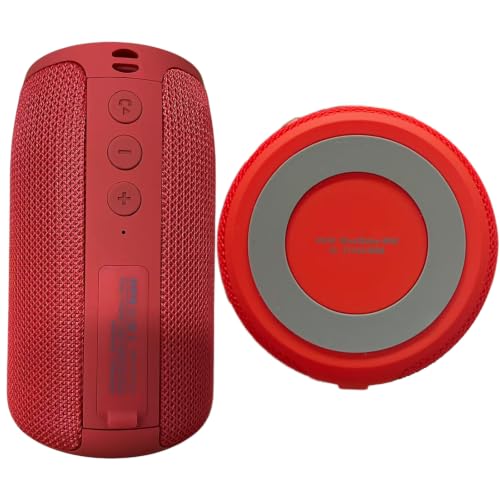 Musibaby M68 Small Rechargeable Speaker, Dual Pairing, Red | Portable, small and compact with USB playback, AUX input, FM radio, TF card playback, up to 24H and dual pairing. - color: Pure Red