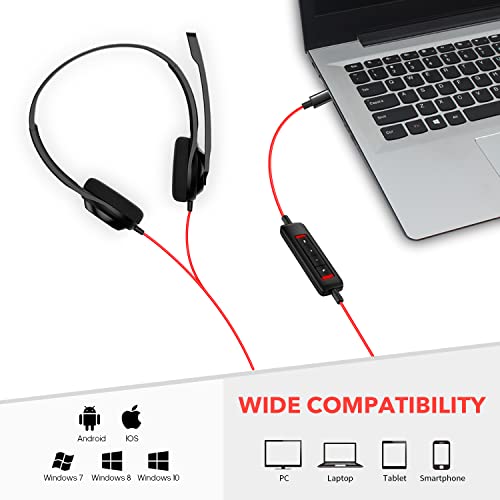 NUBWO USB C Headset with Mic for Laptop, Phone,Headphones with Noise Cancelling Microphone for Computer, On-Ear Wired Office Call Center Headset for Boom SkypeWebinars, in-line Control | Headphones with for Computer, Laptop, Phone, On-Ear Wired Office Cal