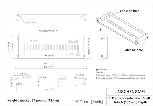 2 Pack of 1U Vented Cantilever Server Rack Mount Shelf 6" Deep | for 19" Network Cabinet or Equipment Rack, Metal,Disassembled Black(6V2PC) - size: 6V2PC