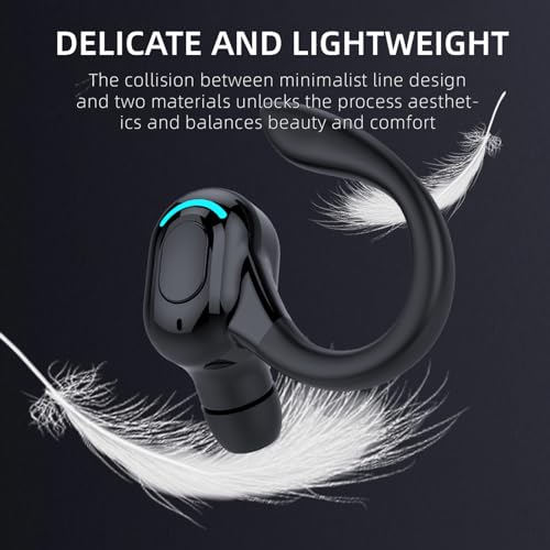 Wireless Earbuds with Earhooks Single Bluetooth Earpiece Sports Headphones Over the Ear Running Workout Wrap Around Earbuds 20H Long Battery Life Waterproof Noise Cancelling Headset for Android iOS - color: Blue