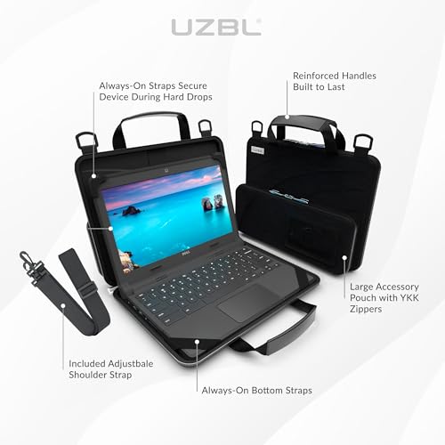 UZBL 13-14 inch Always on Pouch Work In Case For Chromebook and Laptops, Designed For Students, Classrooms, and Business - color: Black Fabric