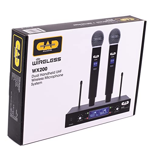 CAD Audio WX200 UHF Dual Handheld Microphone System | 2 Channels. 164 Feet Range, Metal Receiver, XLR and 14? Outputs, 10 Hr Battery - style: WX200