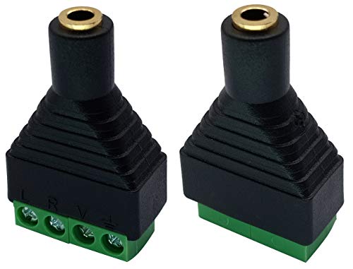 4 Pole 3.5mm Screw Terminal Stereo TRRS Audio Female to AV 4 Pin Screw Terminal Double Track Headphone Balun Solderless Converter Adapter (5 Pack) - color: Female