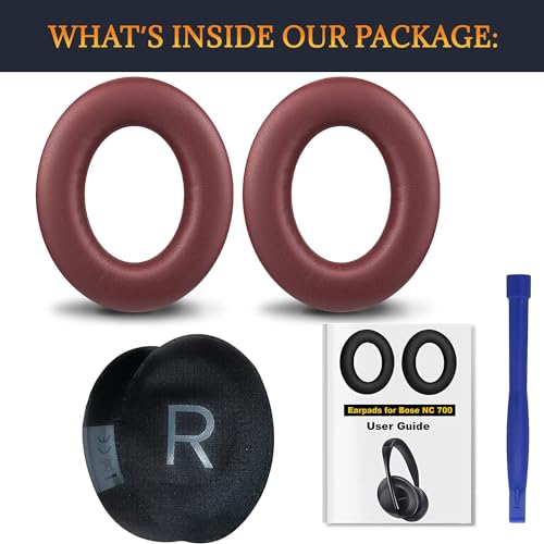 SOULWIT Replacement Earpads for Bose 700 (NC700) Wireless Headphones, Ear Pads Cushions with Softer Protein Leather, High-Density Noise Cancelling Foam, Added Thickness - Burgundy - color: Burgundy