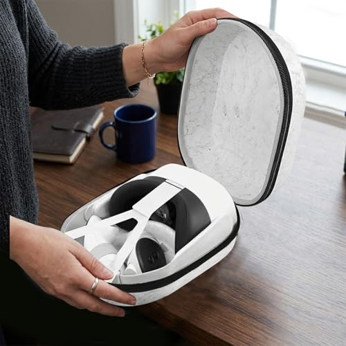 sarlar JGZ Hard Carrying Case for Meta Quest 3/Quest 3S/Oculus Quest 2, Accessories VR Headset with Original Strap, Controllers, Unique Design, Lens Cover, Portable Protection for Travel and Stroage