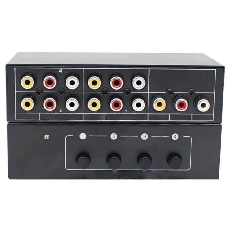 4-Port Video/Audio Switcher, AV/RCA Selector, 4 Inputs, 1 Output, Shared Manual Switching Box