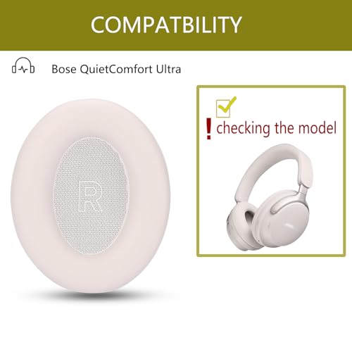 Replacement Ear Pads, Compatible with Bose QuietComfort Ultra Headphones. New Soft Protein Leather Combined with high-Density Memory Foam, Replacement Ear Pads 1 Pair (pinkwhite) - color: pinkwhite