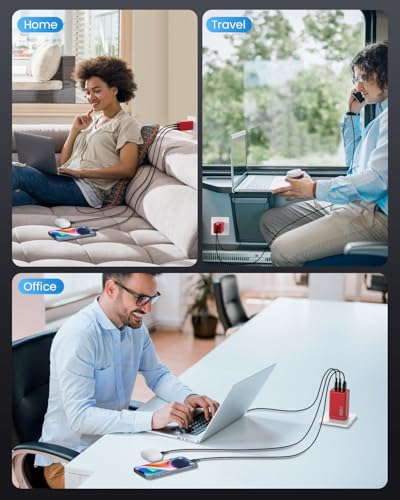 150W USB C Charger Block,GaN III Compact Foldable Wall Charger 3 Port Fast Charging Station,PD QC PPS Portable USB C Hub 100W Laptop Adapter for MacBook Pro/Air,iPad,iPhone 17/Pro,Galaxy S24,Dell etc - color: Red