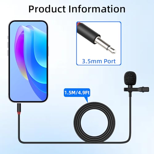 GELRHONR 3.5mm Lavalier Microphone, 3.5mm(1/8") TS Plug Invisible Lapel Microphone Wired for Public Speaking Amplifiers, Video Production, Events, Conferences 4.9FT (TS) - style: TS