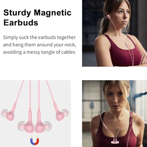 USB Earbuds with Microphone for PC Laptop,Wired USBA Headset,Pink | in Ear Buds Noise Isolating Light Laptop Earphones,Headphones with Mic for Dell HP Computer PC Office Zoom Work Gaming School - color: Pink
