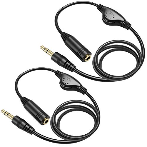 PChero 2 Packs 3.5mm Headphone Extension Cable with Volume Control, 3.3FT | Male to Female, Stereo Audio Jack Extender Aux Extension Adapter Cord, for Headset Earphones Smartphones Tablets MP3 Players - size: 3.3 ft, 2 Packs