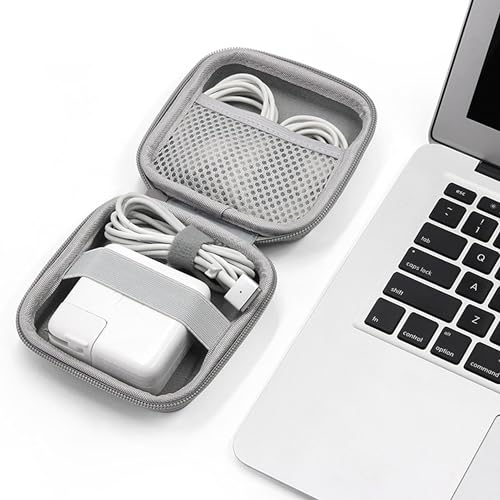 Small Travel Carrying Storage Case, 4.4"x4.4" Charger Organizer, Pouch compatible with MacBook Power Adapter, Laptop Accessories Cables, Cords, USB Drives, Earphones | Portable travel pouch, holds MacBook power adapter, cables, USB drives, earphones and s
