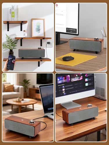 OR O R O W Computer Speakers,10W PC Speakers with Bluetooth,Stereo Sound & Enhanced Bass,USB Laptop Speakers,Sound Bar for PC, Phone and Mac(S207) (Brown)