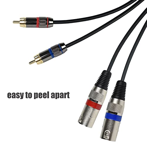 Dual RCA Male to Dual XLR Male Cable Adapter, 5 Feet Unbalanced L/R RCA to XLR Phono Plug Cable, Left and Right Tape Out Cord, for Mixer, Studio Monitor, Stereo HiFi Subwoofer Speaker - size: 5 Feet