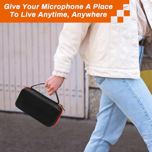Wireless Microphone Case Compatible with JBL Wireless 2 Microphone, Wireless Mic Case with 2 Zippers Handheld Dual Mic Travel Bag Made of EVA Black Portable Mic Storage Bag for Singing