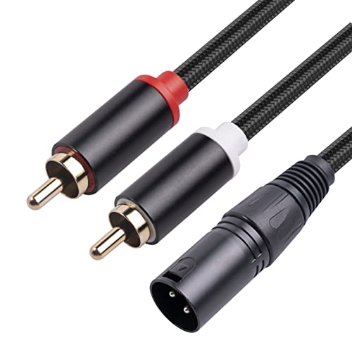 (6FT) Dual RCA to XLR Male Y Splitter Patch Cable, Unbalanced 2 RCA/Phono Plug to 1 XLR Splitter Duplicator Lead Y-Cable Adapter - size: 6 ft