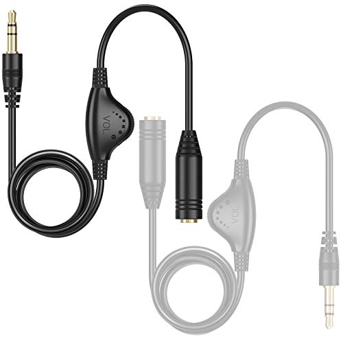 PChero Headphone Extension Cable with Volume Control, 2 Packs 6.6ft | 3.5mm Audio Male to Female Aux Adapter Sound Stereo Extender Cord for Headset Smartphones Tablets - size: 6.6ft, 2 Packs