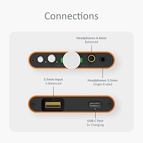 iFi Hip-dac2 - Portable Balanced DAC Headphone Amplifier for Android, iPhone with USB Input Only/Outputs: 3.5mm Unbalanced / 4.4mm Balanced – MQA Decoder - color: Orange