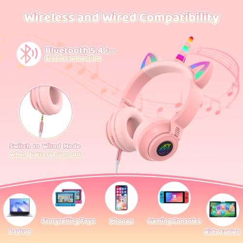 Kids Wireless Bluetooth Headphones for Ages 2+ - color: Pink