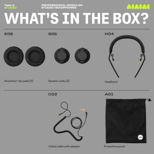 AIAIAI TMA-2 Studio Wired Black Over-Ear Headphones, Alcantara Memory Foam - style: TMA-2 Studio