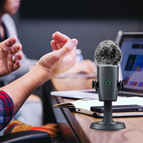 Geekria for Creators Furry Microphone Windscreen Compatible with Blue Yeti Nano, Mic DeadCat Wind Cover Muff, Fluffy Windshield for Recording, Streaming, Podcasting, Grey (2 Pack)
