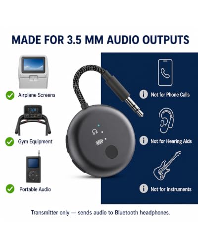 Avantree SoundJet R1 - Airplane Bluetooth Adapter for AirPods, 25H | Qualcomm aptX Adaptive & HD, dual-headphone pairing, 25-hour battery, USB-C charging, and single/dual airline plugs - color: 6. Metallic Black