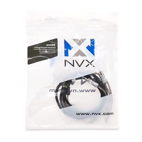 NVX® 6.56 ft (2 Meter) 2-Channel Car Audio RCA Audio Interconnect Cable | Oxygen Free Copper Double Twisted Pair X-Series with Shielded Noise Reduction and Split-tip Silver-Plated Machined ends - size: 2 Channel- 6.5 ft.
