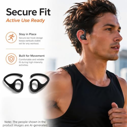 Ear Hooks Compatible with JBL Tune Buds, Adjustable Anti-Slip Attachments for Running and Sports Workout, 2 Pairs
