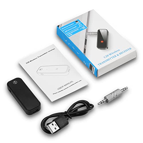 ORIA Aux Bluetooth Adapter for Car, 2 in 1 Bluetooth Transmitter Receiver, Wireless Audio Receiver with 3.5mm Aux Port for Cars, Speakers, Stereo Systems and Headphones