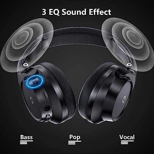 Wireless Headphones Over Ear, 70H Playtime Headphone Wireless Bluetooth 5.1,3EQ Modes & HiFi Stereo Bluetooth Headset with Deep Bass, Foldable Lightweight Headphones with Microphone for Travel/Work
