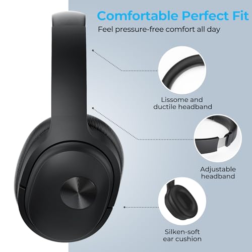 Silensys Hybrid Active Noise Cancelling Headphones, Wireless Over Ear Bluetooth Headphones, Hi-Fi Audio, Deep Bass, Memory Foam Earpads, 30H Playtime, Clear Calls, Travel, Office, Home, Black Pcs - color: Black