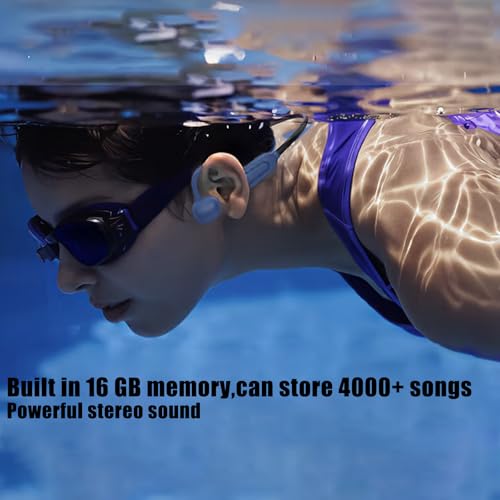 Bone Conduction Headphones,with Built-in Mic swimming bone conduction headphones,Waterproof Lightweight For bluetooth earphones Stable to wear MP3 IPX8for Running,Cycling,Hiking,Driving,Gym (Ash) - color: Ash