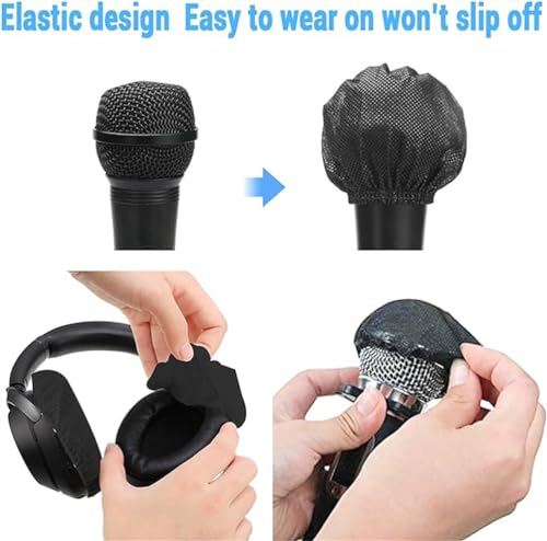 Disposable Microphone Cover 100 Pieces, Non-Woven, Clean Odor Free Filter, Portable Karaoke Microphone Protective Cap