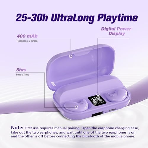 Xmenha Purple Sleep Hidden Headphones Wireless Invisible Earbuds for Sleeping Sleep Tiny Earbuds for Side Sleepers Headphone to Sleep in Tiny Smallest Invisible Earbuds Earphones for Sleeping - color: Purple