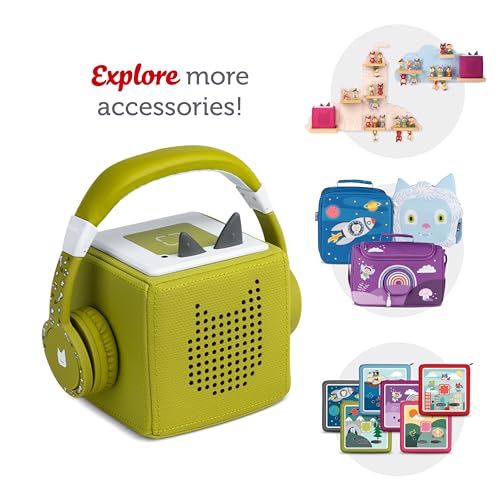 Tonies Foldable Wired Headphones for Kids - Comfortably Designed to fit On-Ear - Works with Toniebox 1 and All 3.5mm Devices - Green - color: Green